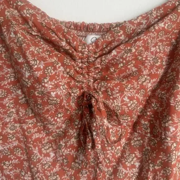 JAPNA Rust Fall Floral NWOT Smocked Peasant Top Long Sleeve Boho Square Neck M - Picture 2 of 9